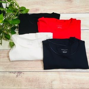 Set of 4 Satin Trim Tshirts